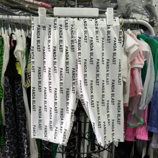 炸j熊猫儿童夏季薄打底裤男女童满印字母三分裤弹力瑜伽骑行裤子