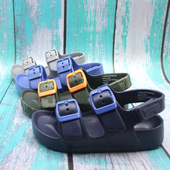 外贸EVA男女童一字拖鞋 软底儿童有后带防滑防脱搭扣凉鞋 外穿沙滩