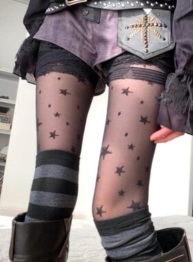 春夏星星亚比丝袜性感y2k小众防勾丝耐穿个性黑丝千禧辣妹打底裤