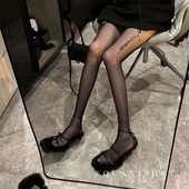袜黑色蝴蝶印花薄款 新款 白色丝袜纯欲甜辣简约连裤 jk洛丽塔纯欲风