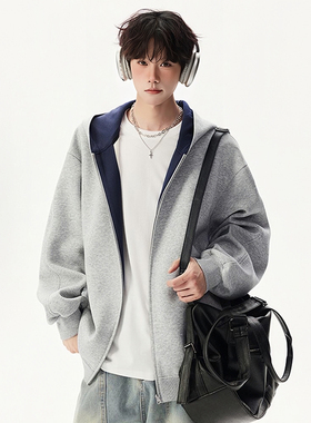 FIDO DIDO 小众美式重磅宽松潮牌高街连帽开衫卫衣外套男女 秋冬