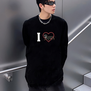 T恤男女秋冬 WE11DONE TRACK潮牌美式 宽松WELLDONE重磅打底衫 长袖