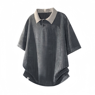 圆领短袖 PLAY BOBOBUS美式 小众潮牌复古撞色POLO衫 夏 T恤男女同款