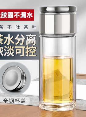 新款茶水分离杯男女泡茶杯高硼硅双层玻璃杯个人专用高档水杯子