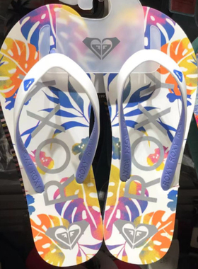 现货ROXY2025夏季新款白色鞋带花底凉拖鞋女时尚百搭仙女风人字拖