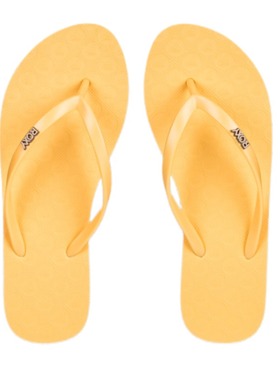 亮眼黄色ROXY专柜女士橡胶底平底夹脚拖纯色简约度假沙滩现货