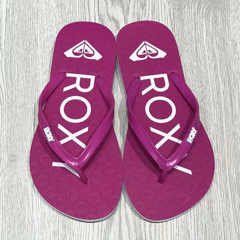 ROXY2026新款年女士玫红色细鞋带显白速干橡胶沙滩平底人字拖现货