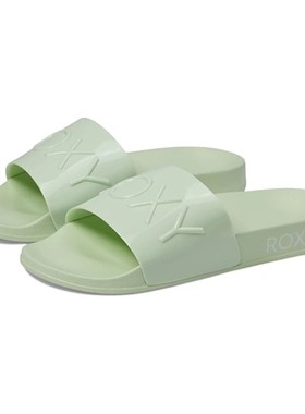 现货ROXY2025年夏季新款女士平跟日常凉鞋耐磨休闲时尚绿色一字拖