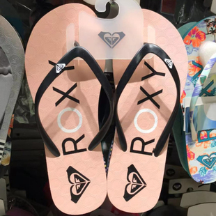 现货ROXY2026夏季新黑鞋带粉底凉鞋女士夹脚趾简约时尚百搭人字拖