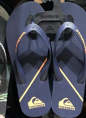 现货Quiksilver2025新款夏季男士橡胶潮牌人字拖冲浪休闲蓝色凉拖
