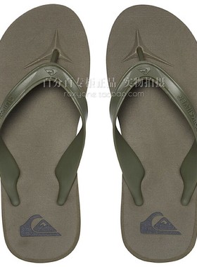 现货Quiksilver2025新款夏季青年军绿色橡胶潮牌人字拖冲浪休闲