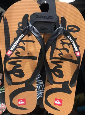 现货Quiksilver2025新款夏季男士橡胶黑色鞋带人字拖休闲外穿凉拖