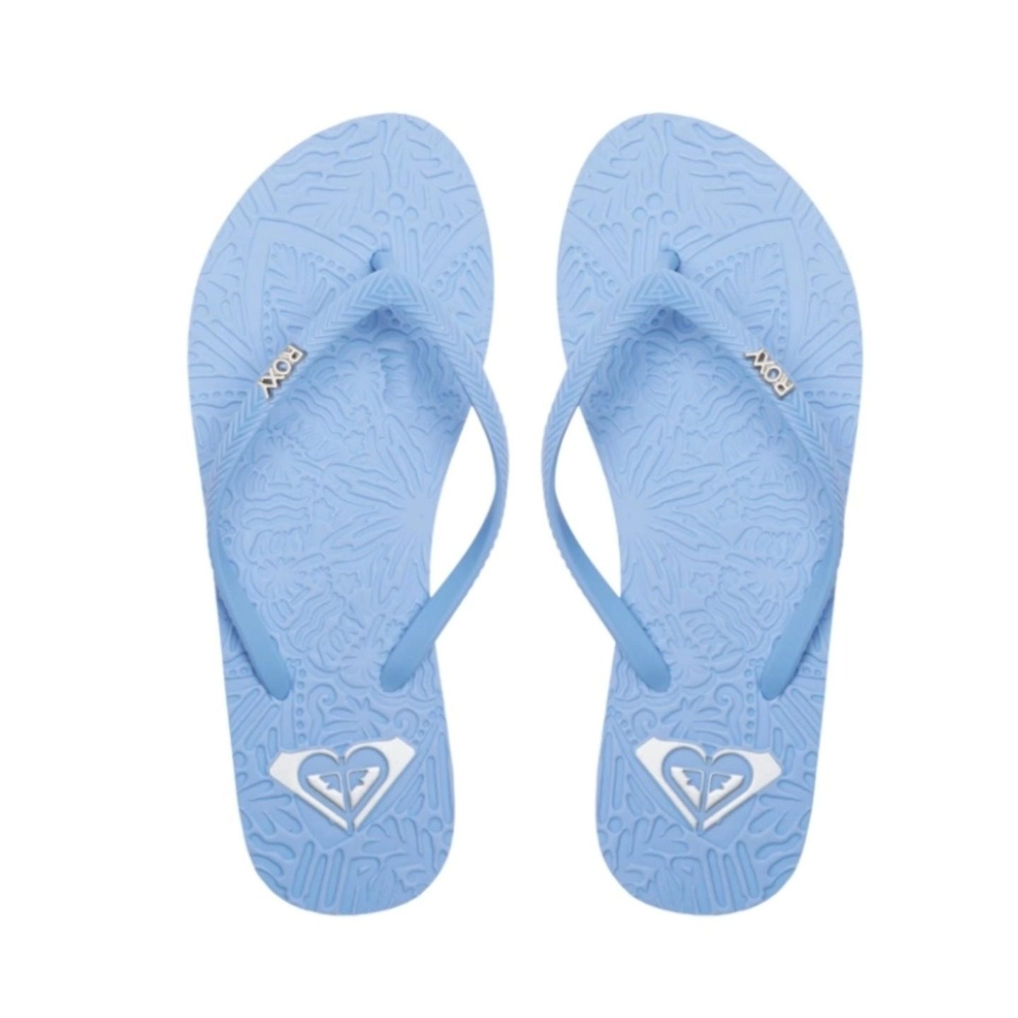 Roxy 人字拖女 夏季浅蓝色印花夹脚拖鞋 舒适外穿沙滩休闲凉拖