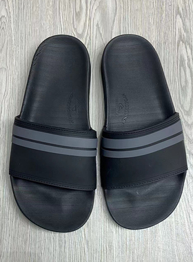 经典黑灰撞色拖鞋Quiksilver 潮流条纹男士防滑舒适一字拖