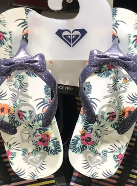 ROXY 2025年现货时尚百搭凉拖女童蝴蝶结可爱沙滩人字拖