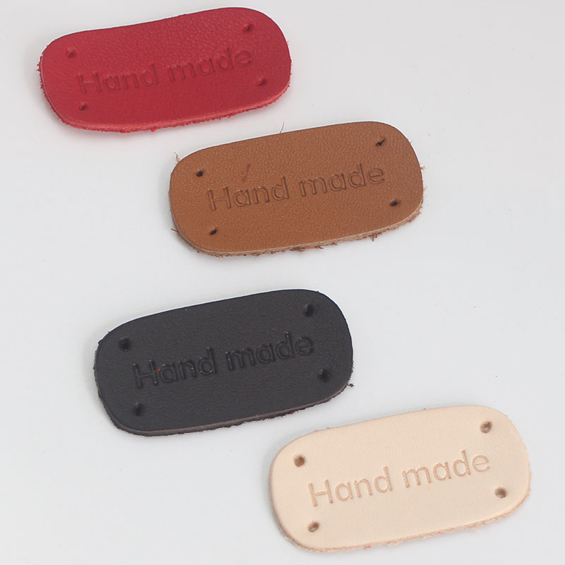 手工真皮皮标手缝装饰DIY手工配件辅料HANDMADE头层皮皮块补丁4色