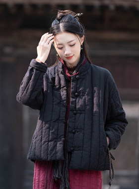 国风短款夹棉外套新中式加厚棉服