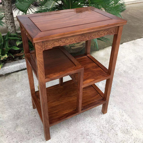 刺猬紫檀木茶几鸡翅木角几置物架