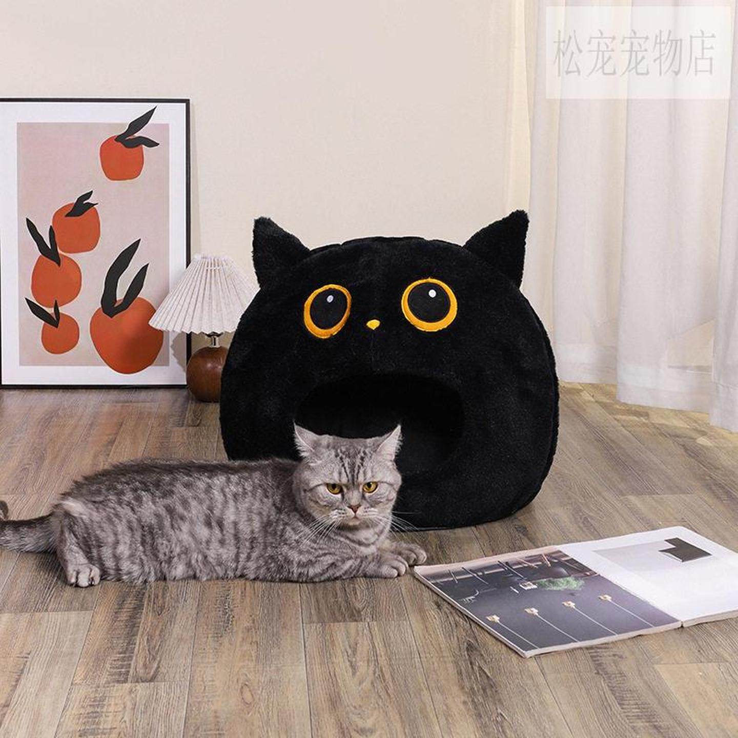 黑猫造型猫窝冬季保暖封闭式猫屋可爱卡通宠物窝猫咪冬季柔软舒适,宠物/宠物食品及用品,猫窝/屋/帐篷/沙发,淘宝优惠券,粉丝福利购,淘宝优惠卷