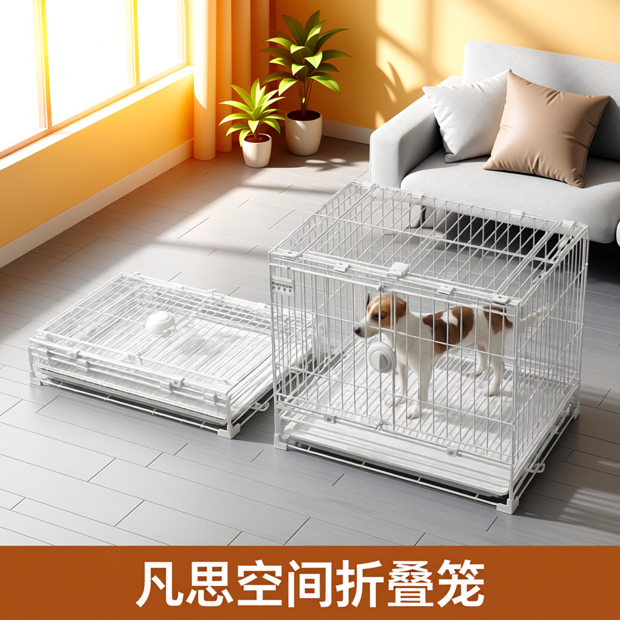 凡思空间折叠笼笼子室内大中小多功能独立可抽底网宠物笼子可叠放