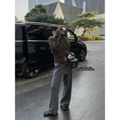 直筒长裤 superniniyy 女冬 超时髦屁帘裙裤 高腰针织裤 Top fashion