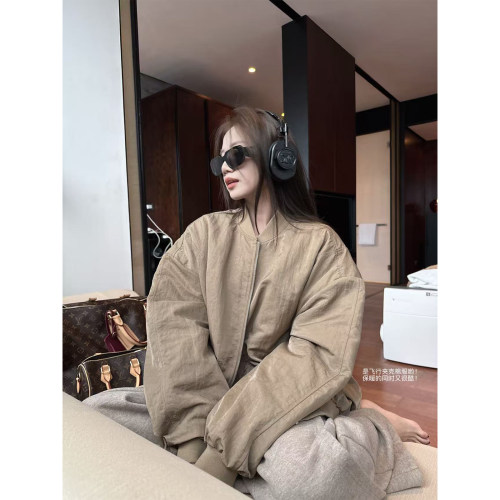 superniniyy 飞行日记&酷酷的极简棒球服夹棉棉服宽松外套秋冬女