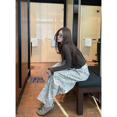 superniniyy 豹纹裤&低色调 时髦新款奶奶裤型宽松慵懒牛仔裤长裤