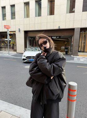 superniniyy 新干部&男女可穿 老钱又机车高质感翻领极简棉服外套