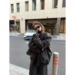 superniniyy 新干部&男女可穿 老钱又机车高质感翻领极简棉服外套