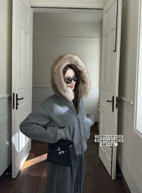 '时髦爱斯基摩人'400g毛圈奥粒绒加厚仿狐狸毛条可拆卸卫衣外套女