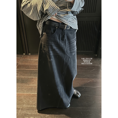 superniniyy 私服极简高级感宽松显瘦休闲工装风牛仔半身裙长裙女