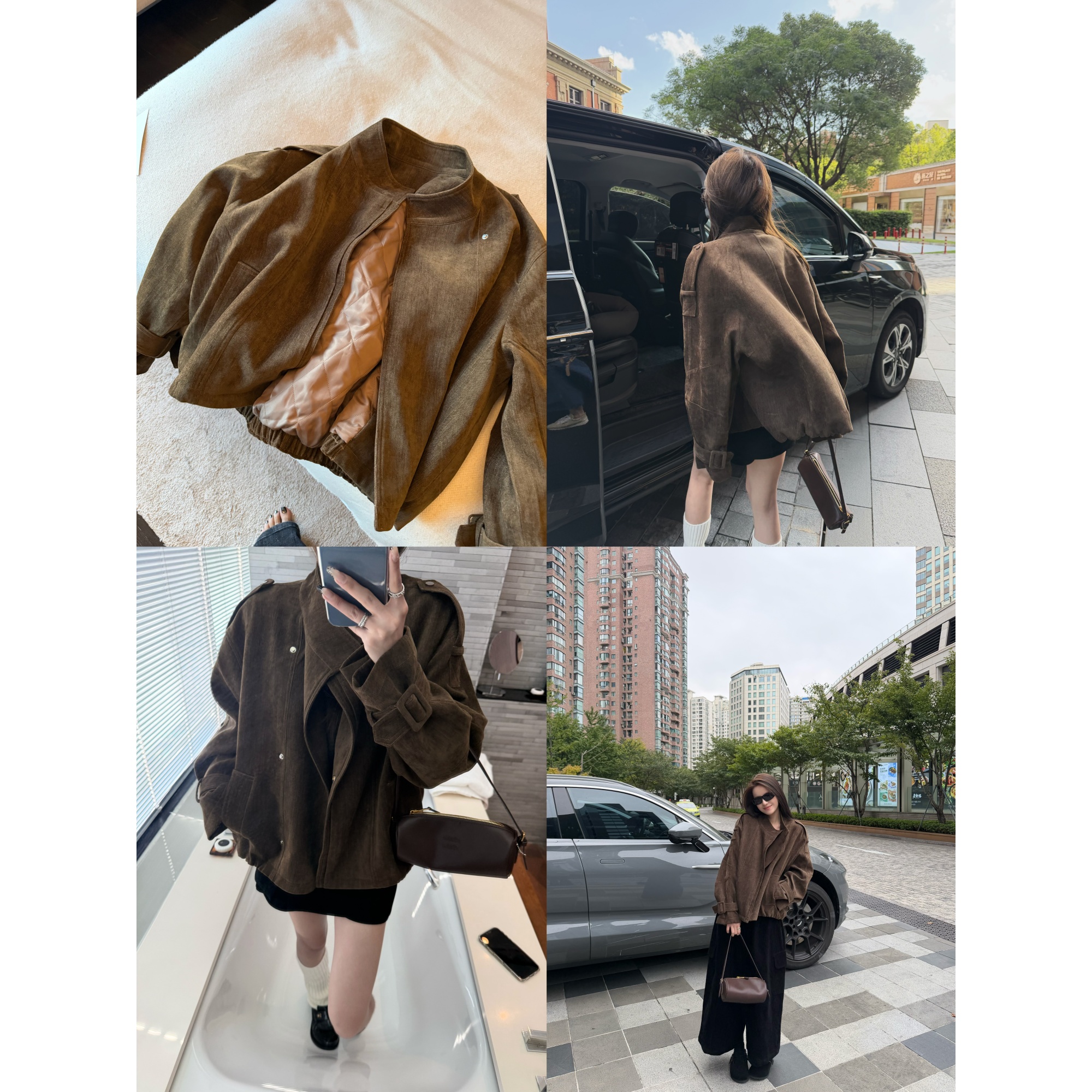 superniniyy 雪尼尔机车服&加厚夹棉毛尼酷酷立领机车短外套秋冬