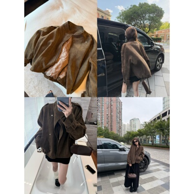 superniniyy 雪尼尔机车服&加厚夹棉毛尼酷酷立领机车短外套秋冬