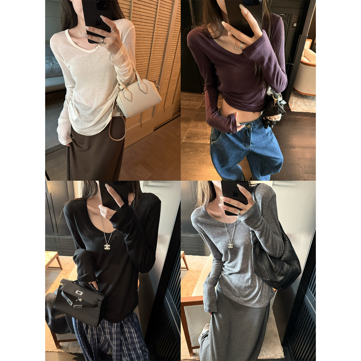 superniniyy 皮肤打底 仿羊毛天丝质感基础百搭显瘦微透内搭T恤女图片