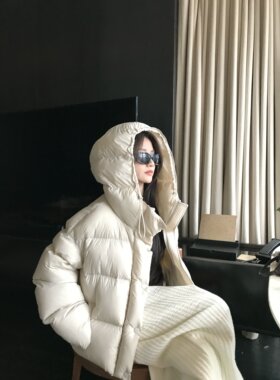 superniniyy 团团&新国标95白鸭绒大朵绒高品连帽泡芙羽绒服外套