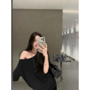 superniniyy  冷淡露肩tee 极简松弛感露肩宽松短袖T恤上衣女夏季