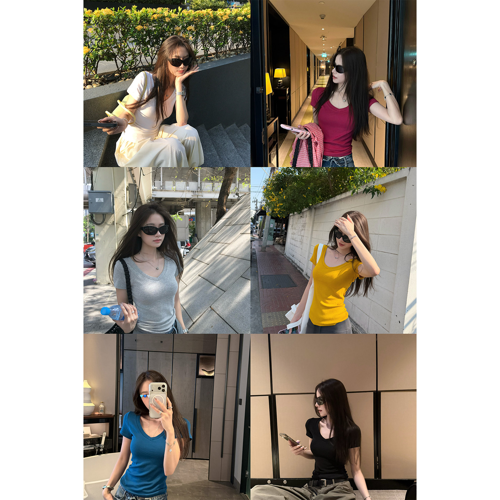 superniniyy 糯叽叽V领版&弹力面料chao舒服修身显瘦短袖T恤