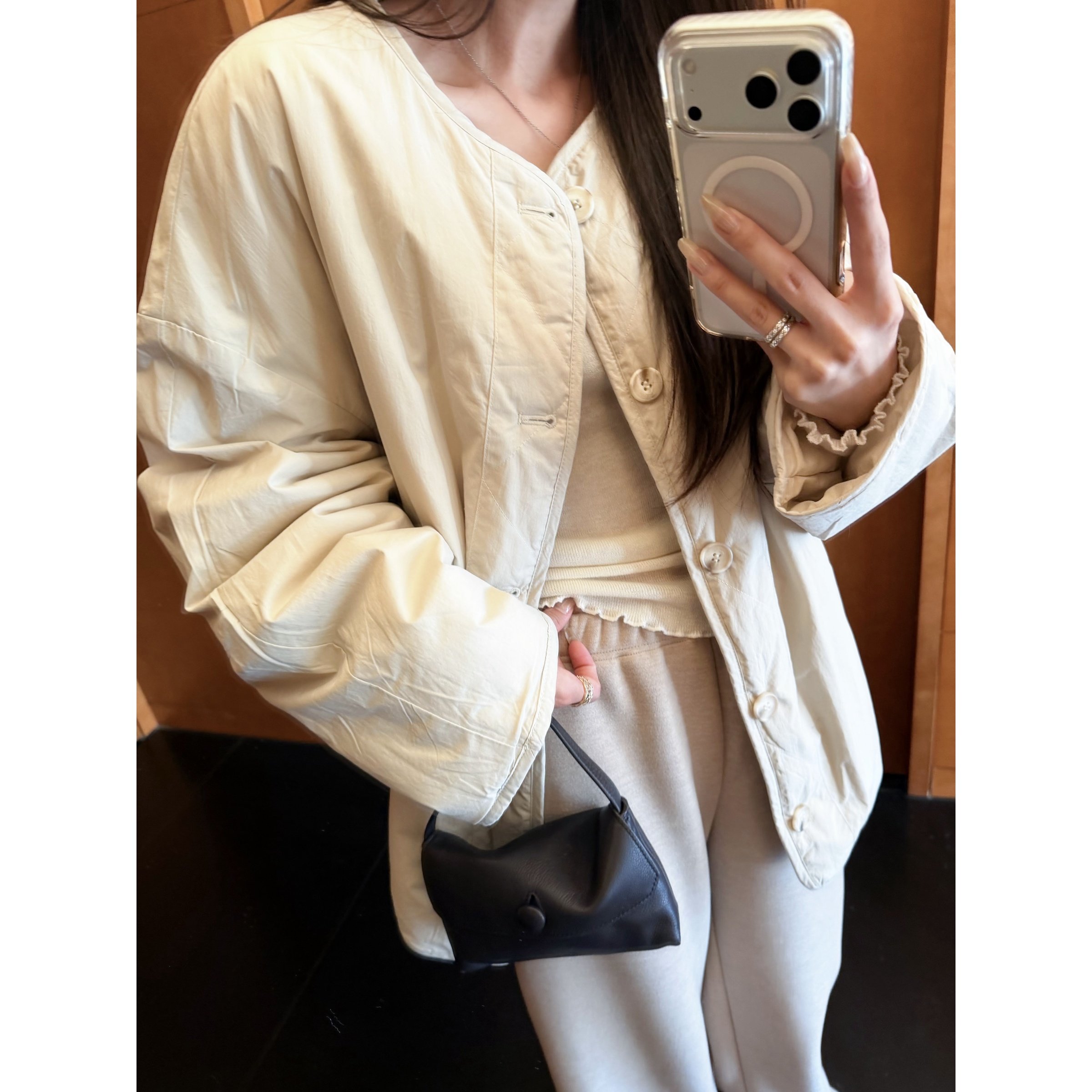 superniniyy 单排扣圆领长袖宽松显瘦休闲棉服开衫短外套女,女装/女士精品,棉衣/棉服,淘宝优惠券,粉丝福利购,淘宝优惠卷