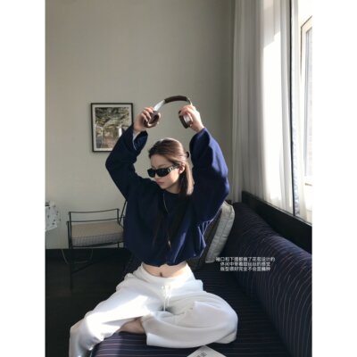 superniniyy 甜度升级&花苞褶皱设计显瘦显比例毛圈卫衣短款上衣