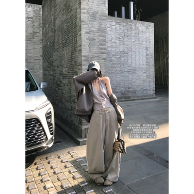 '春夏版气球裤'定染豆浆白海鸥灰立体裁片百搭显瘦香蕉弯刀裤长裤