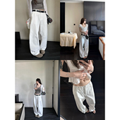 宽松极简显瘦阔腿休闲长裤 裤 女 无腰设计天丝弯刀工装 superniniyy