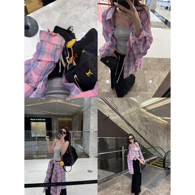 superniniyy 甜酪&店主推荐超jue配色泡泡棉格子衬衫防晒外套女夏