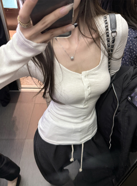 superniniyy 天鹅颈高克重加厚弹力莫代尔竹节棉亨利领修身打底衫