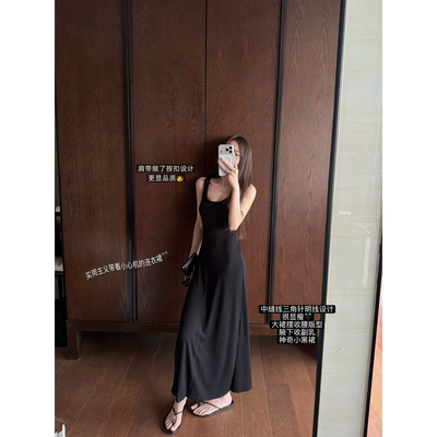 superniniyy神奇小黑裙&中线显瘦按扣设计遮副乳收腰背心裙连衣裙