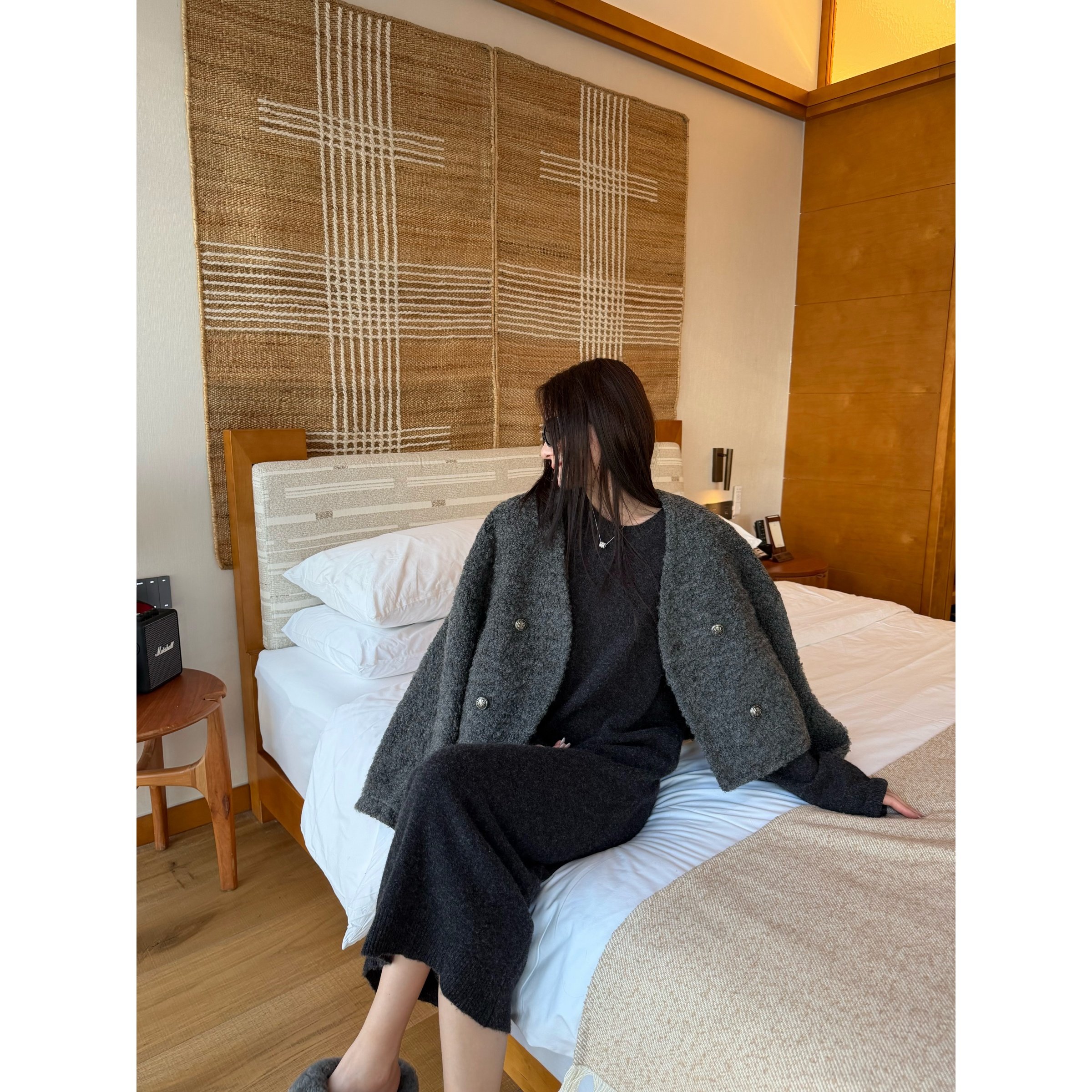 重工灰麻薯&100%面料 90鹅绒填充 香风双排扣显瘦毛毛短外套女,女装/女士精品,短外套,淘宝优惠券,粉丝福利购,淘宝优惠卷