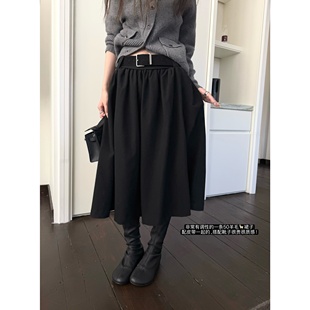 superniniyy 高订赫本裙&50羊毛配腰带中古感调性毛呢半身裙中裙