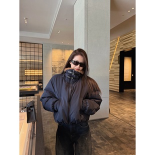 superniniyy 俏皮派克&中古棕定制毛领小短款手塞棉拉链棉服外套