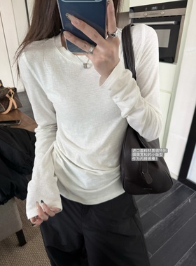 superniniyy 刚需内搭微松弛小版型圆领长袖打底衫T恤上衣女秋冬