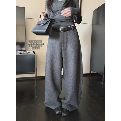 '把高级感拉满的羊毛西装裤'附腰带加厚毛呢高品质调性弯刀裤长裤