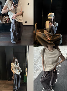 superniniyy 银杏叶 文艺时髦的高克重半高领毛衣针织马甲上衣女